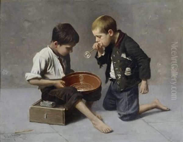 Il Giuoco Delle Bolle Oil Painting by Giulio Del Torre