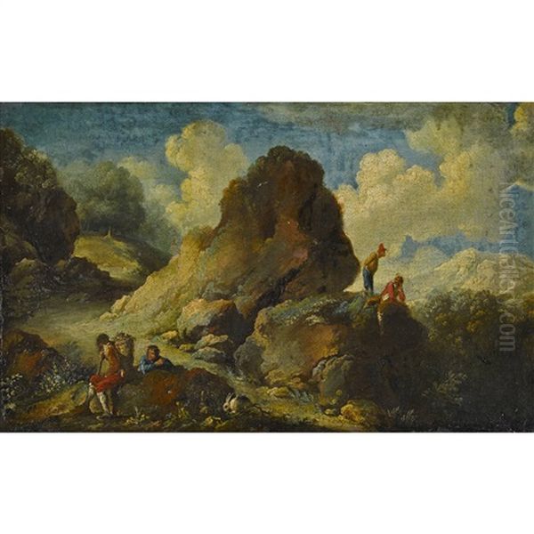 Felsige Landschaft Mit Staffage Oil Painting by Bartolomeo Torreggiani