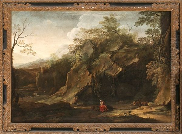 San Jeronimo En Un Paisaje Rocoso Oil Painting by Bartolomeo Torreggiani