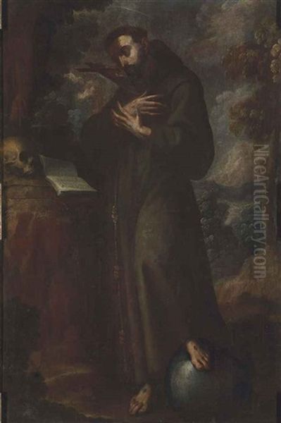 Saint Francis Of Assisi (collab. W/workshop) Oil Painting by Antonio De Torres