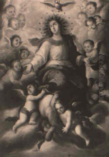 Madonna And Angels Oil Painting by Antonio De Torres