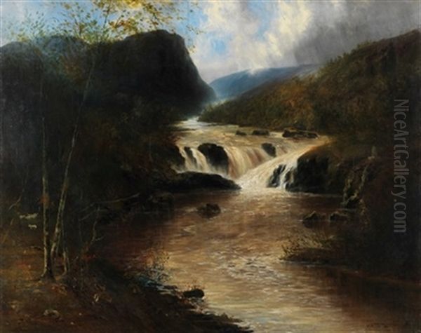 Pasiaje Con Cascada Oil Painting by Francisco Torrescassana