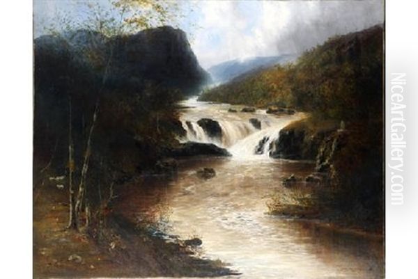 Rio En El Pirineo Con Cascadas Oil Painting by Francisco Torrescassana