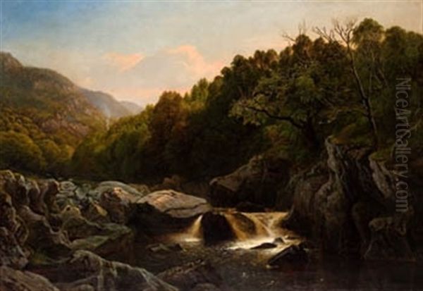 Paisaje Con Cascada Oil Painting by Francisco Torrescassana