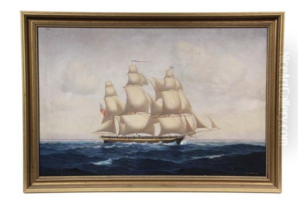 Portrait Of Three-mast Ship Oil Painting by Charles Torrey