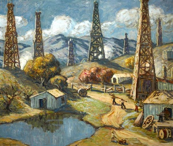 Oil Wells Of Montebello Oil Painting by Elliot Bouton Torrey