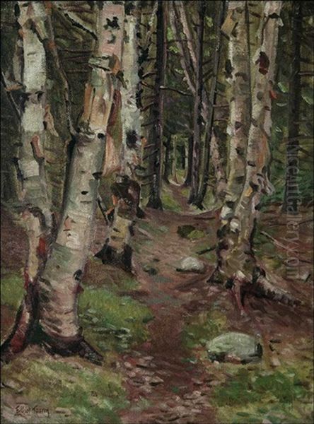 Wooded Pathway Oil Painting by Elliot Bouton Torrey