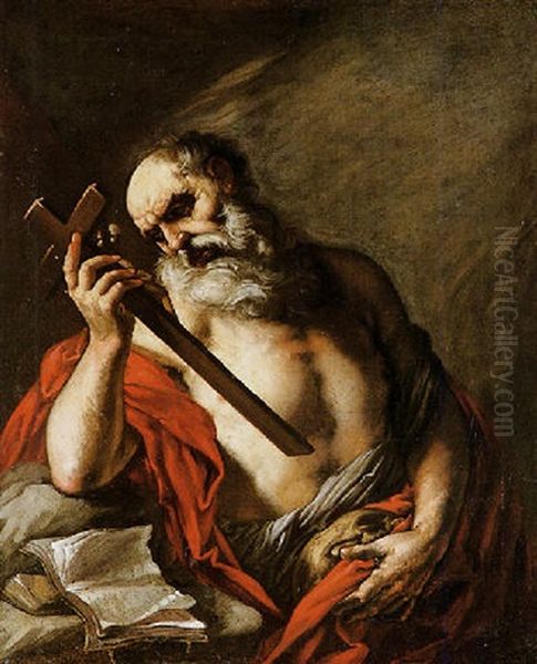 San Girolamo Con Il Crocefisso Oil Painting by Flaminio Torri