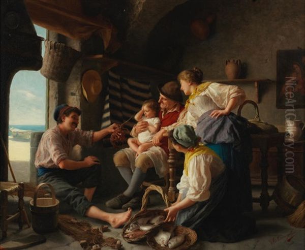 Three Generations Oil Painting by Giovanni Battista Torriglia