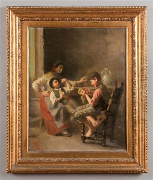 Bambini In Un Interno Oil Painting by Giovanni Battista Torriglia