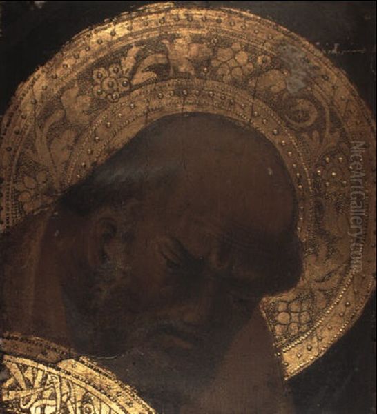 Head Of A Saint (st. Joseph?) Oil Painting by Giovani di Francesco Toscani