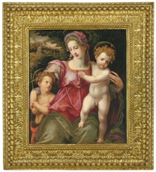 The Madonna And Child With The Infant Saint John The Baptist Oil Painting by Michele Tosini