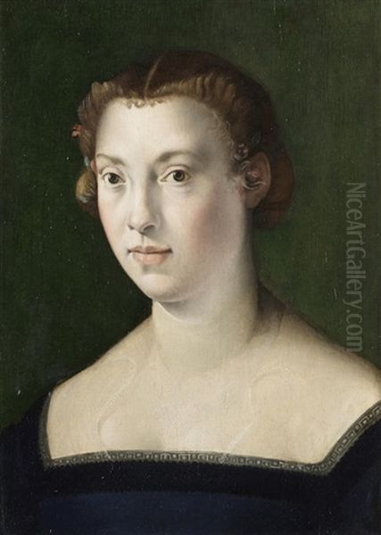 Portrait Of A Lady, Bust-length, In Black Costume Oil Painting by Michele Tosini