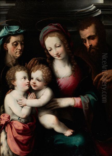 Heilige Familie Mit Elisabeth Und Dem Knaben Johannes Oil Painting by Michele Tosini