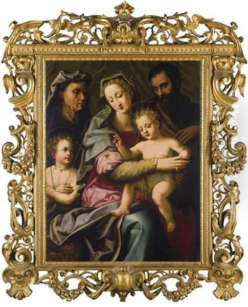 The Holy Family With St Elizabeth And The Young St John The Baptist Oil Painting by Michele Tosini