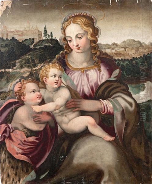 Madonna Mit Kind Und Dem Heiligen Johannes Oil Painting by Michele Tosini