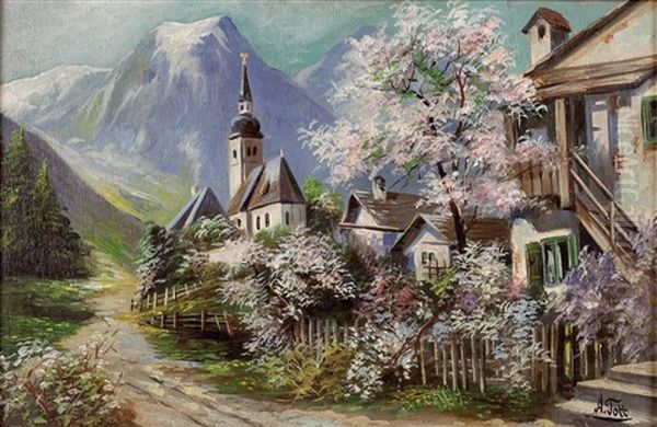 Kirche Am Bach Oil Painting by Alois Tott