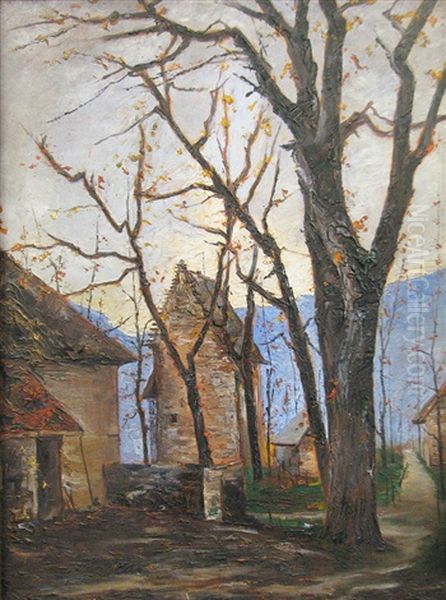 Trees And Houses Oil Painting by Simon Alexandre Toudouze