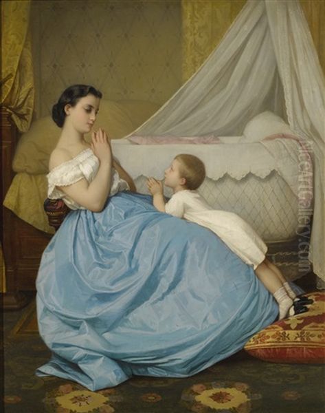 La Priere Oil Painting by Auguste Toulmouche