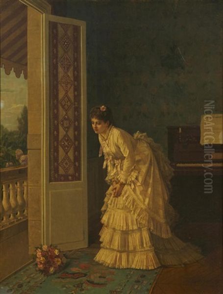 The Surprise Bouquet Oil Painting by Auguste Toulmouche