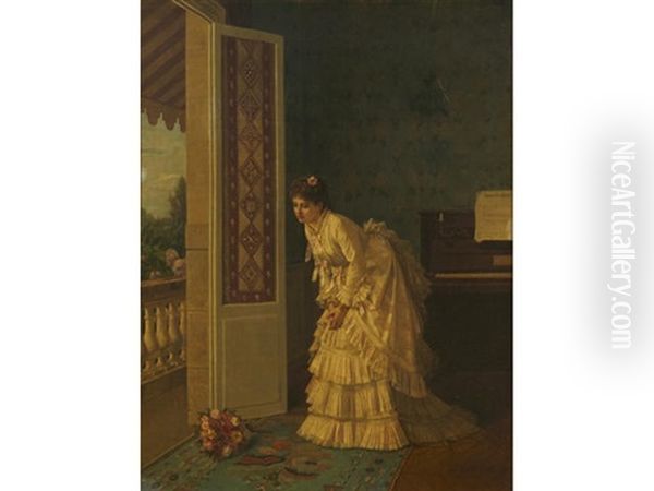 The Surprise Bouquet Oil Painting by Auguste Toulmouche