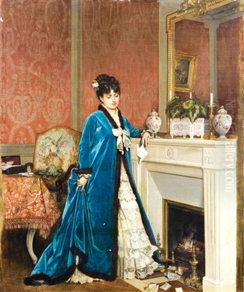 La Lettre Oil Painting by Auguste Toulmouche