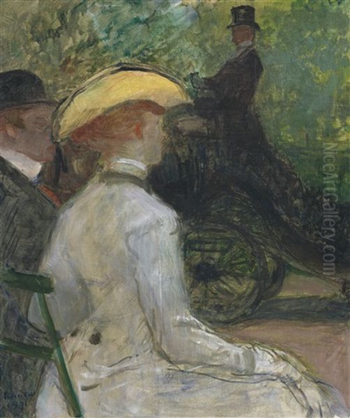 Au Bois De Bologne Oil Painting by Henri De Toulouse-Lautrec