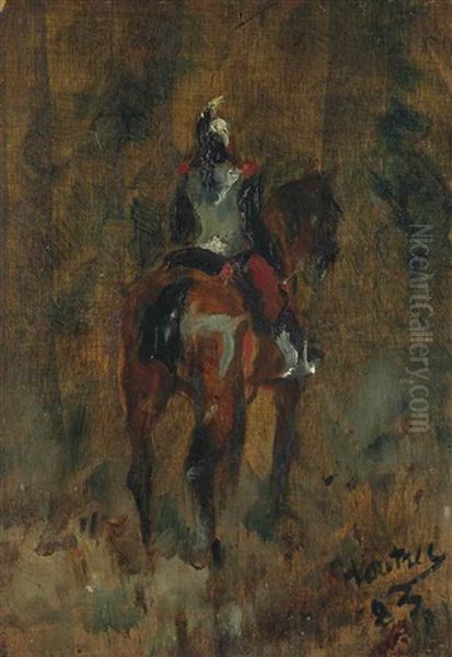 Cuirassier A Cheval, Vu De Dos Oil Painting by Henri De Toulouse-Lautrec