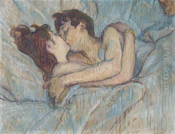 Au Lit: Le Baiser Oil Painting by Henri De Toulouse-Lautrec