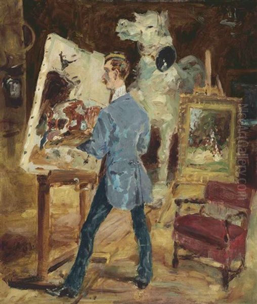 Princeteau Dans Son Atelier Oil Painting by Henri De Toulouse-Lautrec