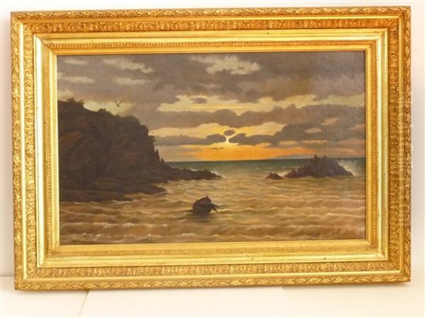 Soleil Couchant Sur Les Sanguinaires Oil Painting by Joseph Alexandre Touranjon