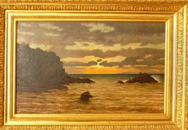 Soleil Couchant Sur Les Sanguinaires Oil Painting by Joseph Alexandre Touranjon