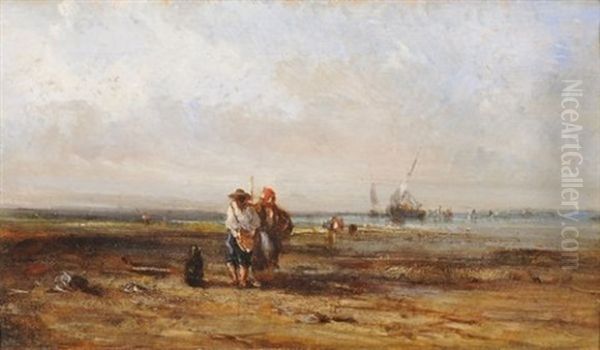 Paysans Bretons Au Bord De La Mer Oil Painting by Charles Emile de Tournemine