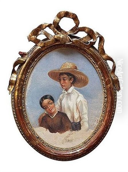 Deux Creoles Oil Painting by Charles Emile de Tournemine