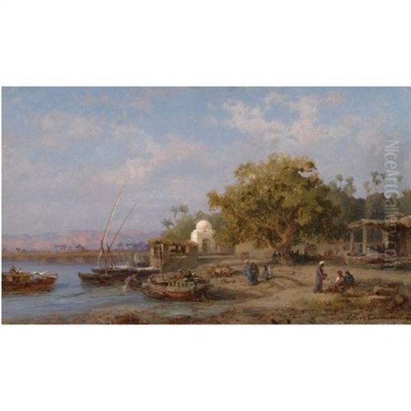 Les Bords Du Nil Oil Painting by Charles Emile de Tournemine