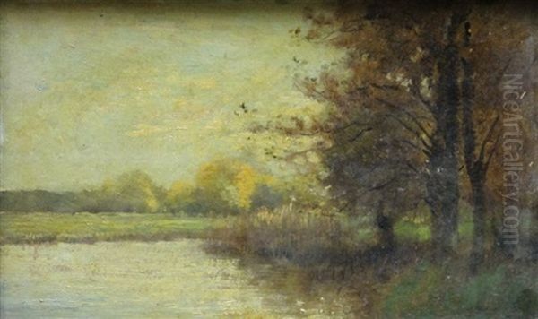 Paysage A L'etang Oil Painting by Eugene Tourneux