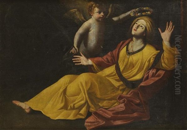 La Mort De Sainte Cecile Oil Painting by Nicolas Tournier