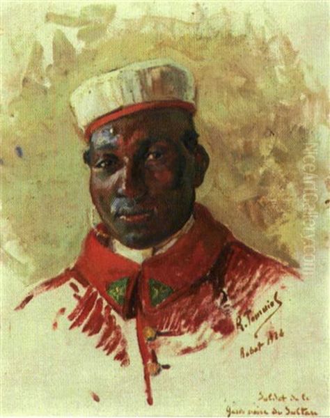 Soldat Marocain De La Garde Noire Du Sultan, Rabat Oil Painting by Rene Tourniol