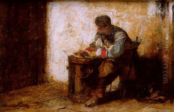 Soldado Escribiendo Una Carta Sobre Tambor Oil Painting by Alfred Holst Tourrier