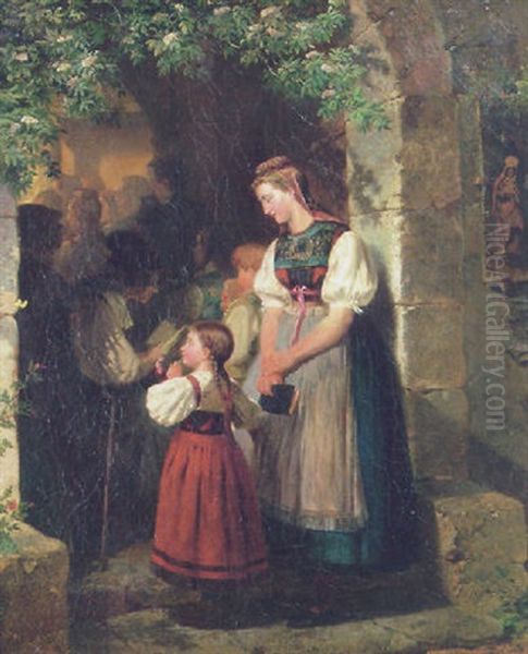 Beim Gottesdienst Oil Painting by Louis Toussaint