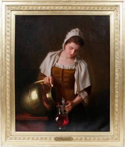 Girl Pouring Wine Oil Painting by Pierre Joseph Toussaint