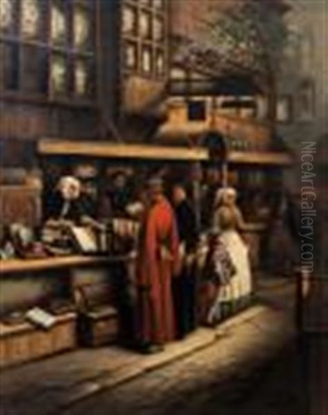 The Book Dealer Oil Painting by Lodewijk Jan Petrus Toutenel