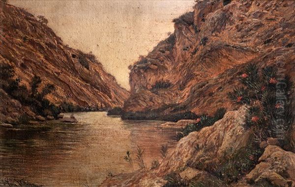 Paisaje Fluvial De Asturias Oil Painting by Jose Tova Villalba