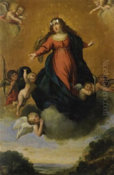 The Assumption Of The Virgin Oil Painting by Miguel Alonso De Tovar