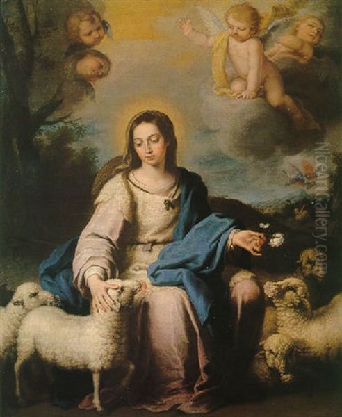 La Divina Pastora Oil Painting by Miguel Alonso De Tovar