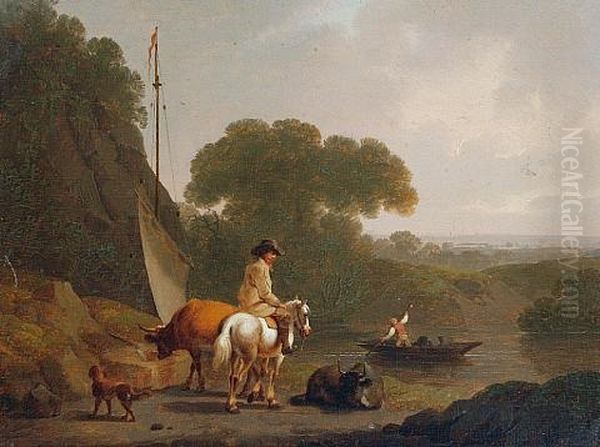 Waiting For The Ferry Oil Painting by Charles Towne the Younger