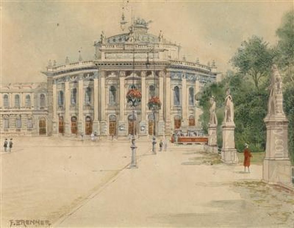 A View Of Theburgtheater Oil Painting by Franz Brenner