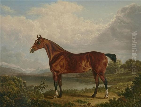 A Chestnut Hunter Belonging To Richard Tiltey Oil Painting by Charles Towne