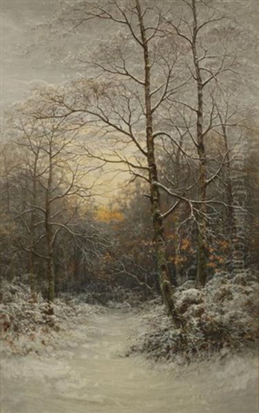 A Wintry Sunset Oil Painting by Alfred Oliver Townsend