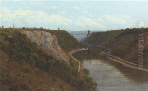 Clifton Suspension Bridge, Early Evening Oil Painting by Alfred Oliver Townsend